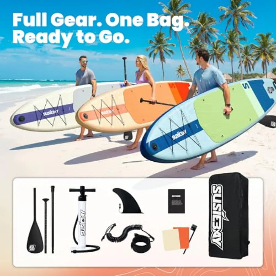 Inflatable Stand Up Paddle Board for adults and youth PVC material blue anti-slip EVA deck and wide stance for stability