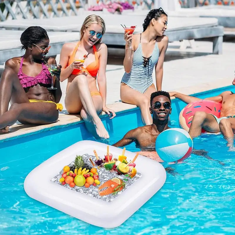 Portable Swimming Air Pool Float Inflatable Beer Table Ice Bucket Serving Salad Bar Tray Food Water Sports Dropshipping Funny
