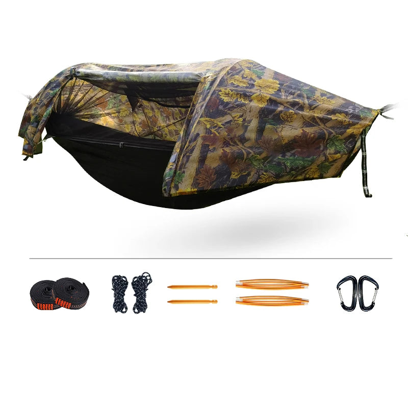 Camping Hammock Tent With Mosquito Net And Rain Fly For 1 Persons Backpacking Bed Lightweight Waterproof Hiking Backyard Outdoor