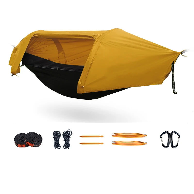 Camping Hammock Tent With Mosquito Net And Rain Fly For 1 Persons Backpacking Bed Lightweight Waterproof Hiking Backyard Outdoor