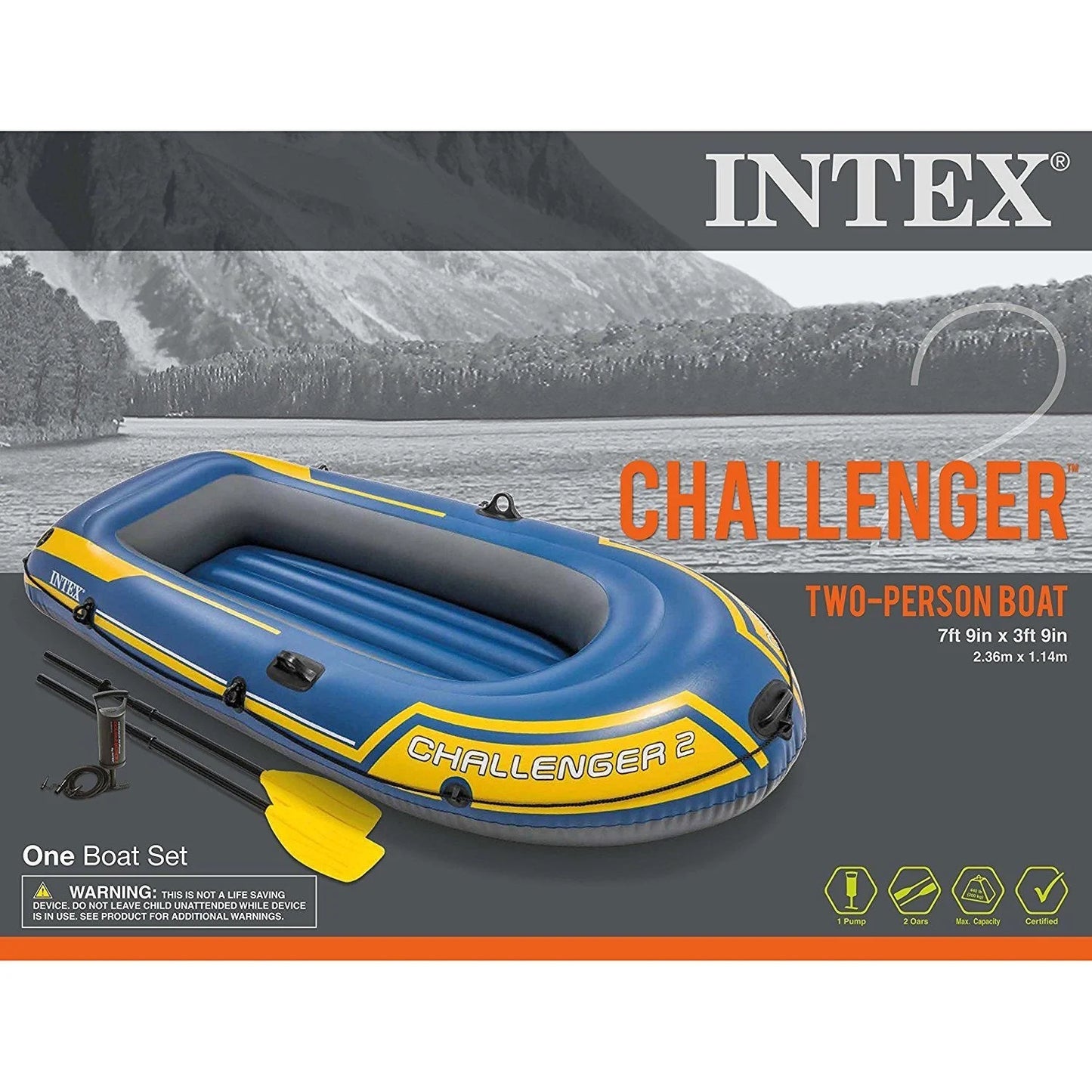 Challenger 2 Boat Set INTEX 68367 Fishing Boat Rubber Boat Canoe