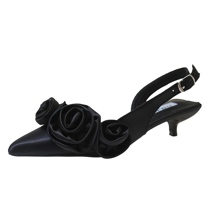 Designer Woman Shoes Pointed Toe Flower Sexy Women Shoes Sandals Dress Slippers Mules Shoes Spring New Flip Flops French Female