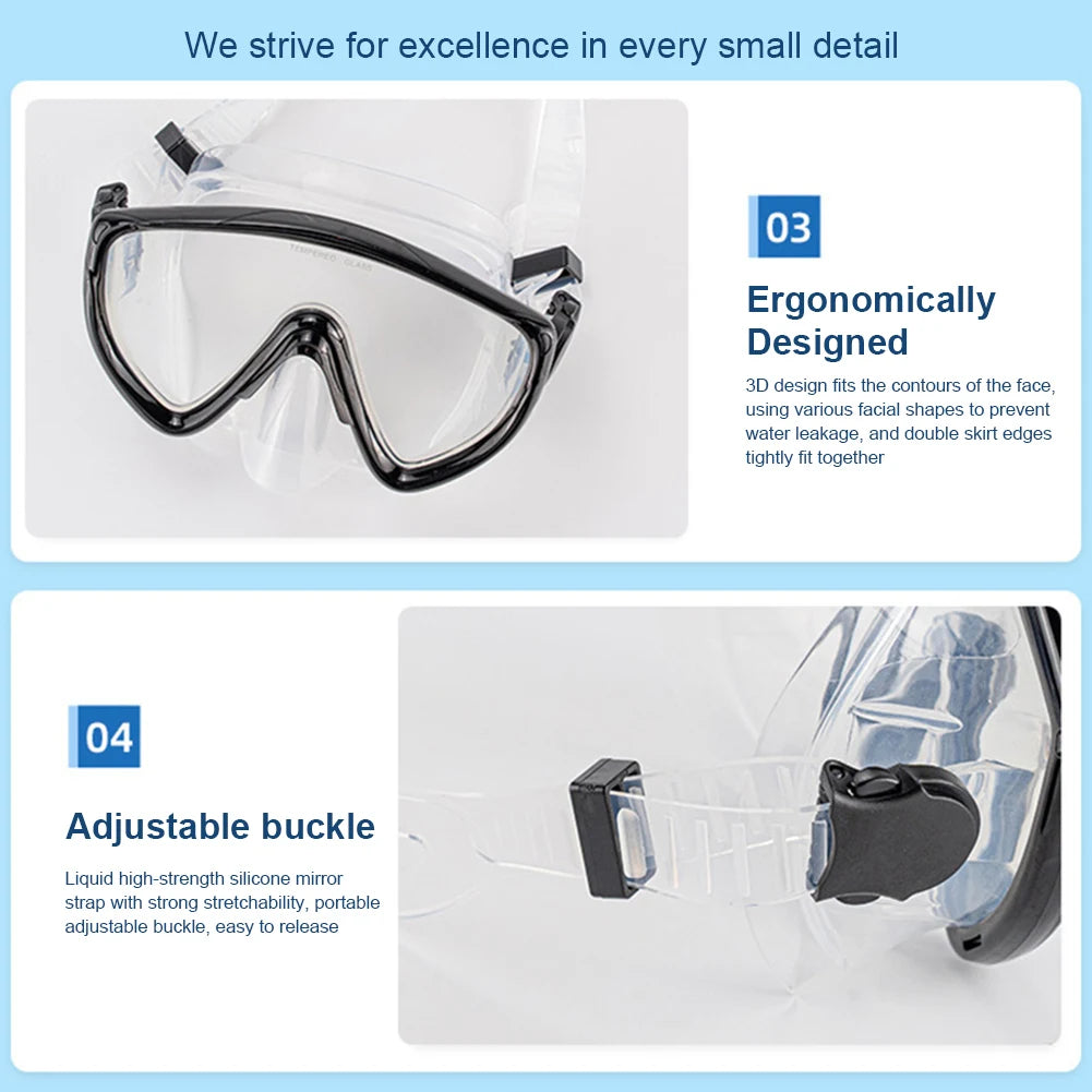 Scuba Diving Mask with Nose Cover Scuba Mask Silicone Skirt Diving Goggles Anti-Fog Swimming Goggles for Adults