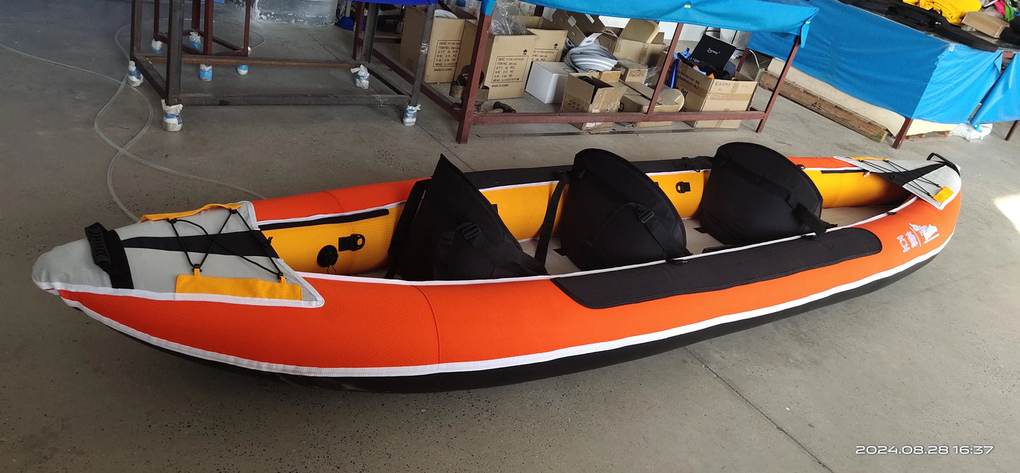 3-Person Fiberglass Inflatable Kayak For River Lake Sea & Ocean Fishing Multi-Use Rowing Boat And Canoe