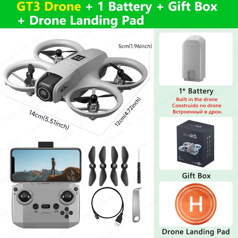NEW Drone GT3 8K 4K Professional HD 180° ESC Dual Cameras Mini WIFI Dron Obstacle Avoidance FPV Foldable RC Quadcopter Toys UAV