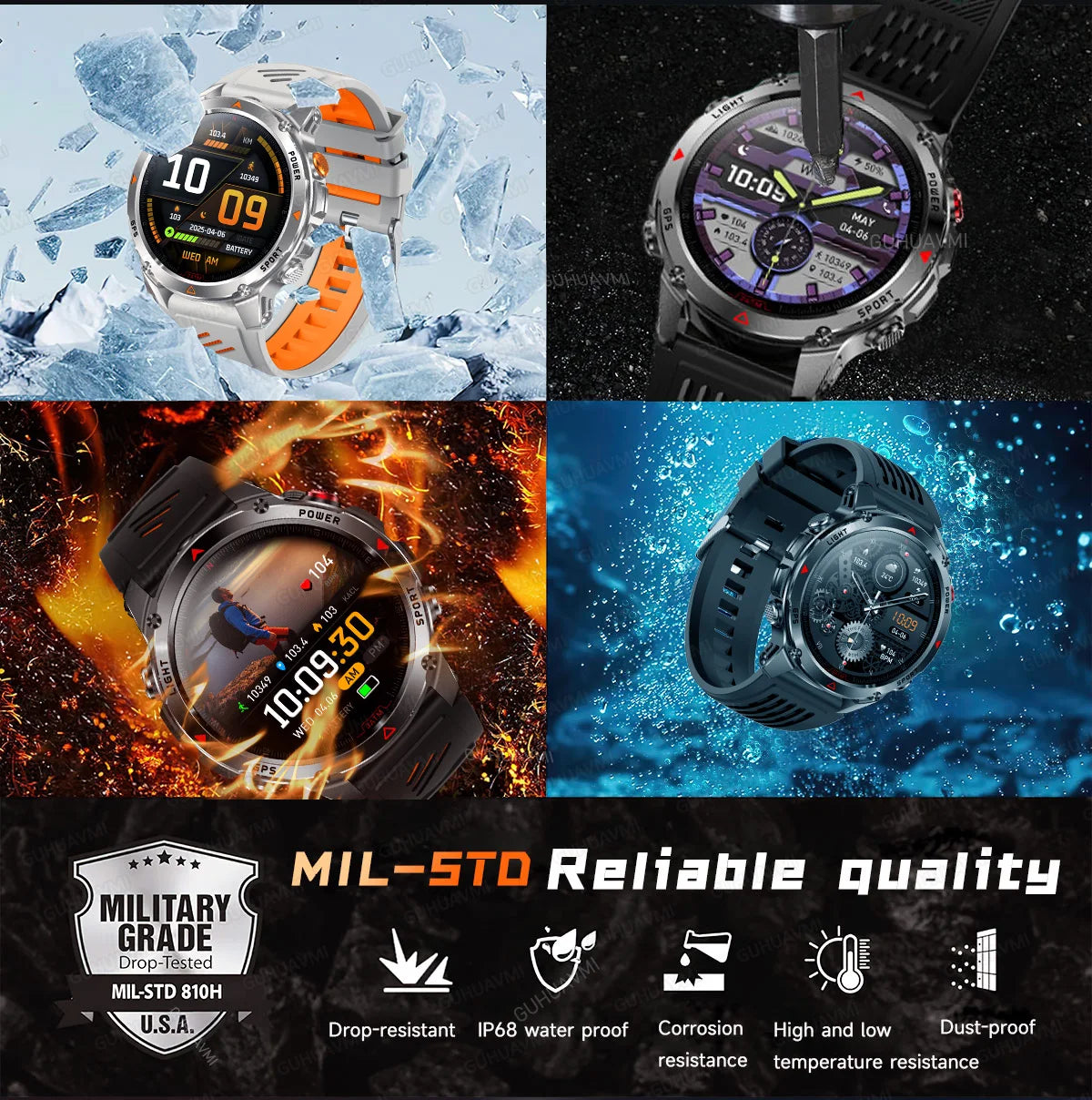 2026 New Outdoor Sport GPS Position Smart Watch Men 3ATM Waterproof Compass Altimeter 540mAh BT Call Fitness Watch
