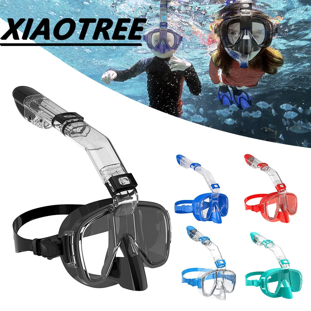 Snorkel and Diving Mask Foldable Anti-Fog Diving Mask Set with Full Dry Top System Adults Diving Goggles Diving Camera Support