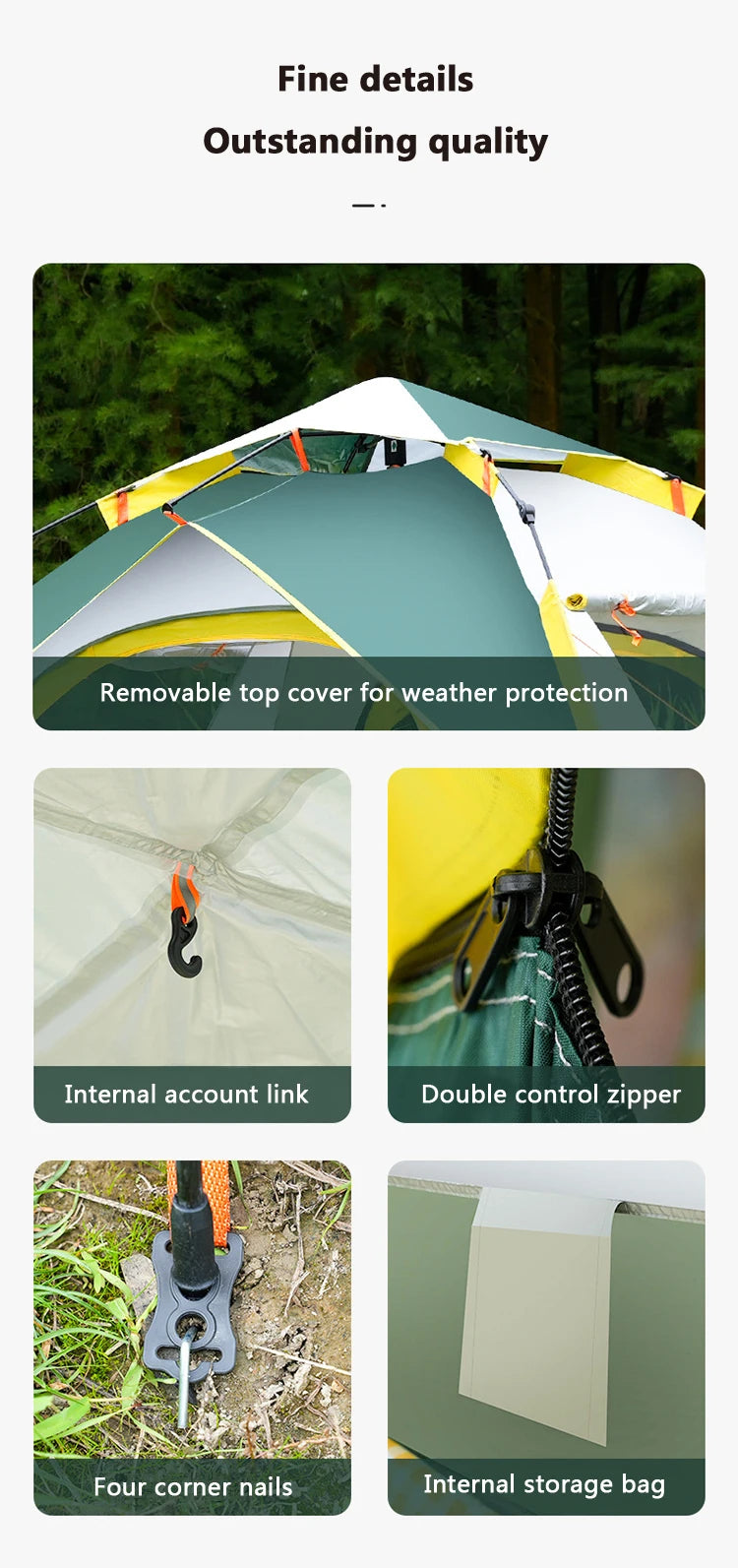 Tienda De Acampar Automatic Camping Tent 2-4 Person Family Tent Portable Backpacking Fully Automatic Tent For Hiking Travel