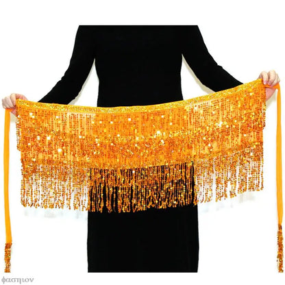 Sexy Women Belly Dance Hip Tutu Skirt Scarf Wrap Belt Glitter Sequins Tassel Hipscarf Skirt Sundress Costume Fringe Skirt Outfit