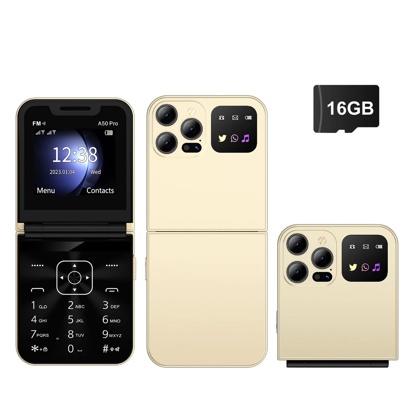 Foldable Mobile Phones Speed Dial 2 SlM Cards 2.4" Display Cellphone Call Recording LED flashlight Blacklist FM Radio Telephones