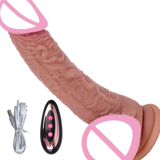 Dildo Vibrator with Remote – 10 Vibration Modes, Telescopic & Rotating Features, Realistic Shaft