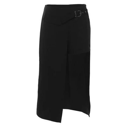 Gothic Patchwork Sexy Mini Skirts Goth Dark Techwear Women Grunge Irregular Hem High Waist Cargo Skirt Hip Hop Black Summer 2023