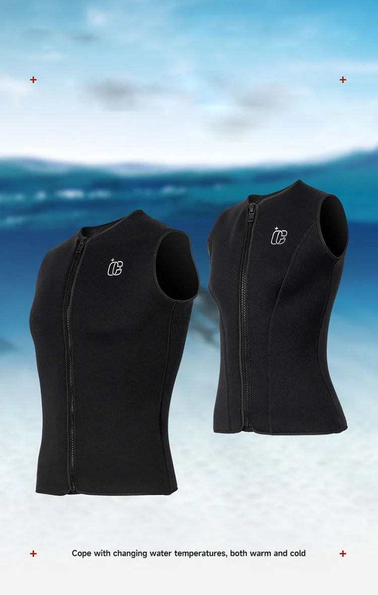 3MM Men Women Sleeveless Wetsuit Top No Hood Neoprene Thermal Vest for Scuba Diving Surfing Kayaking Swimming Water Sports