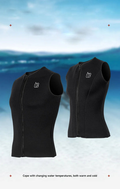 3MM Men Women Sleeveless Wetsuit Top No Hood Neoprene Thermal Vest for Scuba Diving Surfing Kayaking Swimming Water Sports