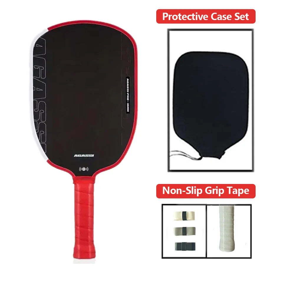 Agassi pro IV Pickleball Paddle 16mm Gen 4 TFP Foam Core T700 Carbon Fiber Ergonomic Grip Design for Increased Power And Spin