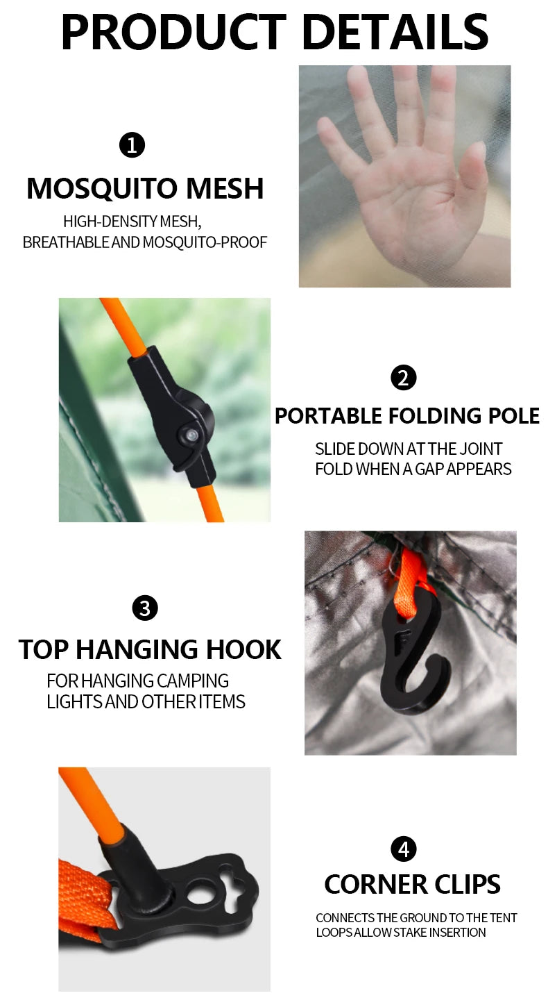 1 Outdoor Camping Tent for Overnight Stay, Fully Automatic, Quick Setup, No Assembly, Foldable, Double Layer