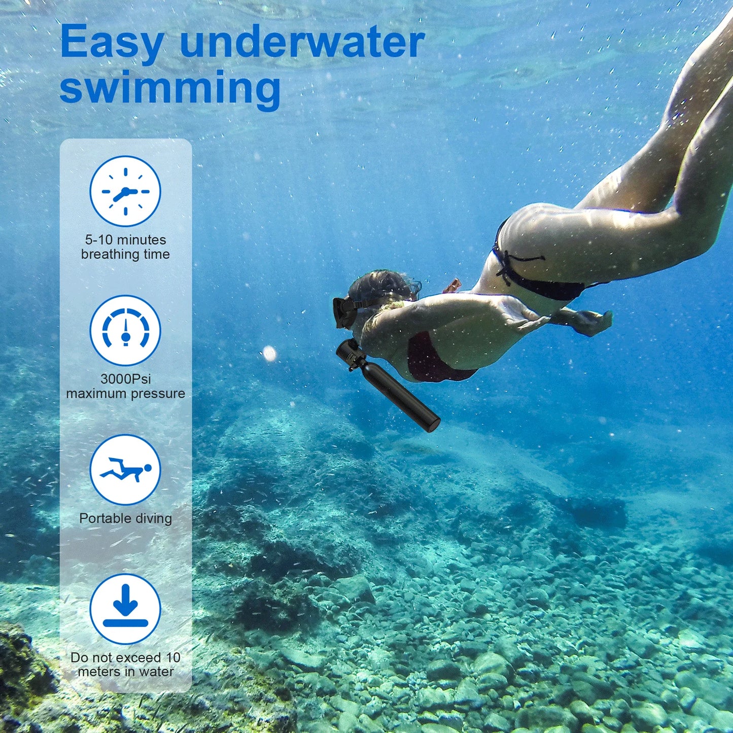 0.5L Mini Scuba Diving Tank 5-10 Minutes Lung Tank with diving mask Snorkel Air Snorkeling Equipment Outdoor Oxygen