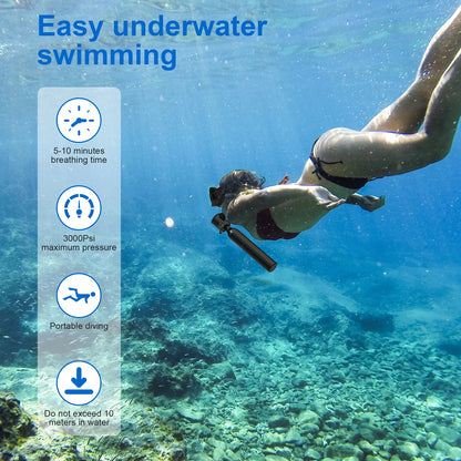 Mini Scuba Tank Diving Equipment 0.5L Outdoor Oxygen Scuba Diving Tank 5-10 Minutes Cylinder Snorkeling Set Hand Pump