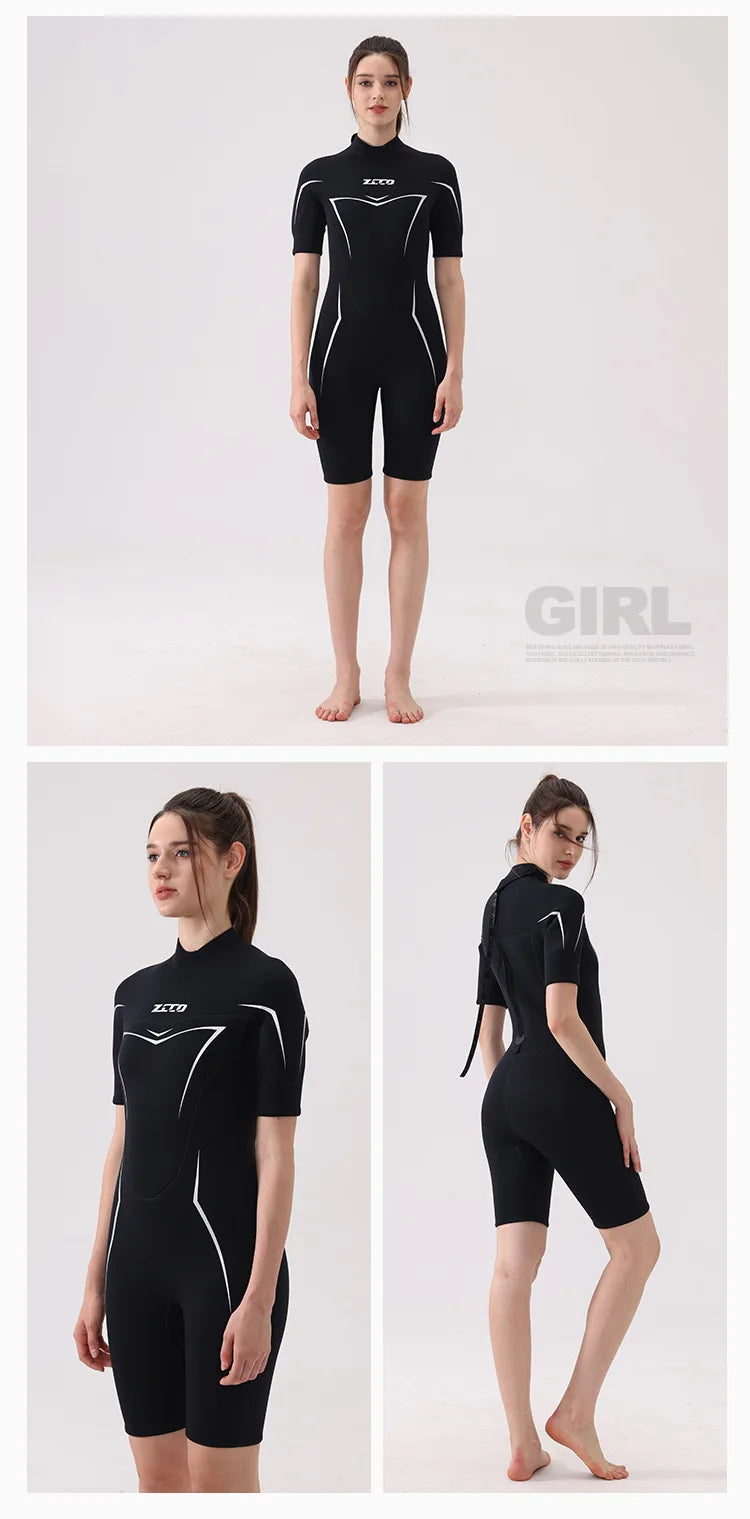 3mm Wetsuits for Men Women Neoprene Diving Suits Back Zipper Short Sleeve Swimsuits for Diving Snorkel Surfing Swimming Wet Suit