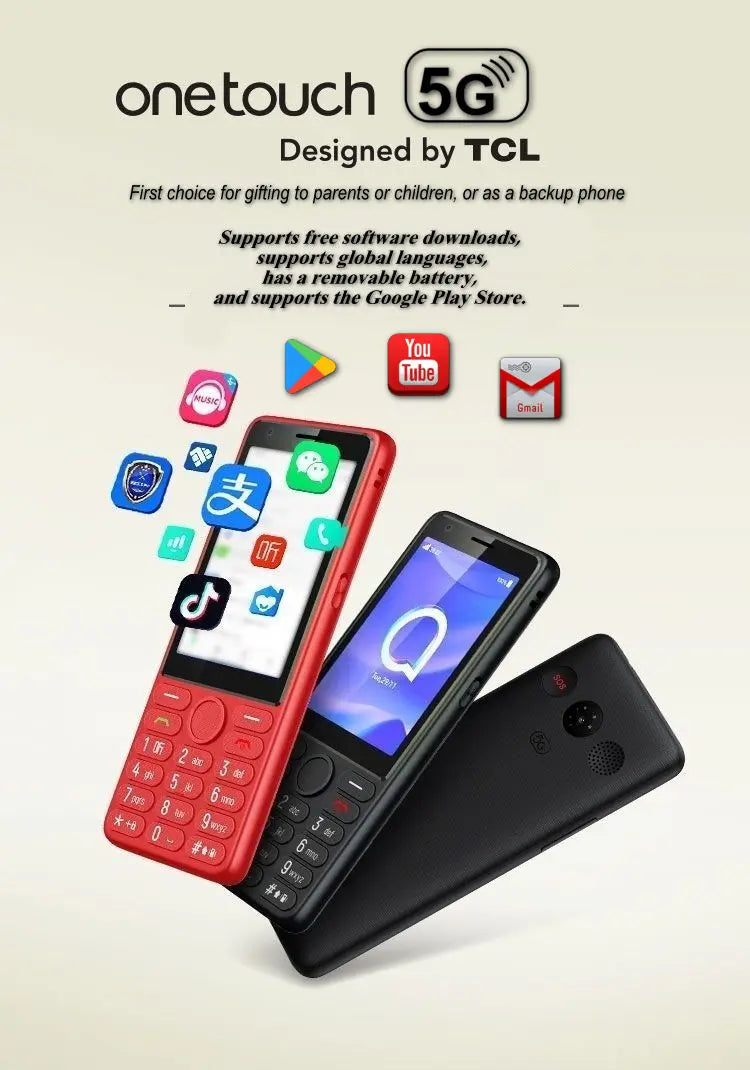 Feature Phone with Touch Screen Smartphone Wifi 5G/4G Global Languages Removable battery Big Buttons 3.54"inch Senior Cell Phone