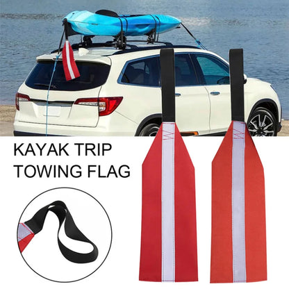 Kayak Safety Flag Oxford Cloth Outdoor Sign Flags Highly Visible Light with Reflective Strip Lanyard Canoe Boat Accessories