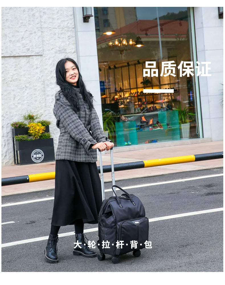 Wheeled bag for travel trolley bags Women travel backpack with wheels Oxford large capacity Travel Rolling Luggage Suitcase Bag