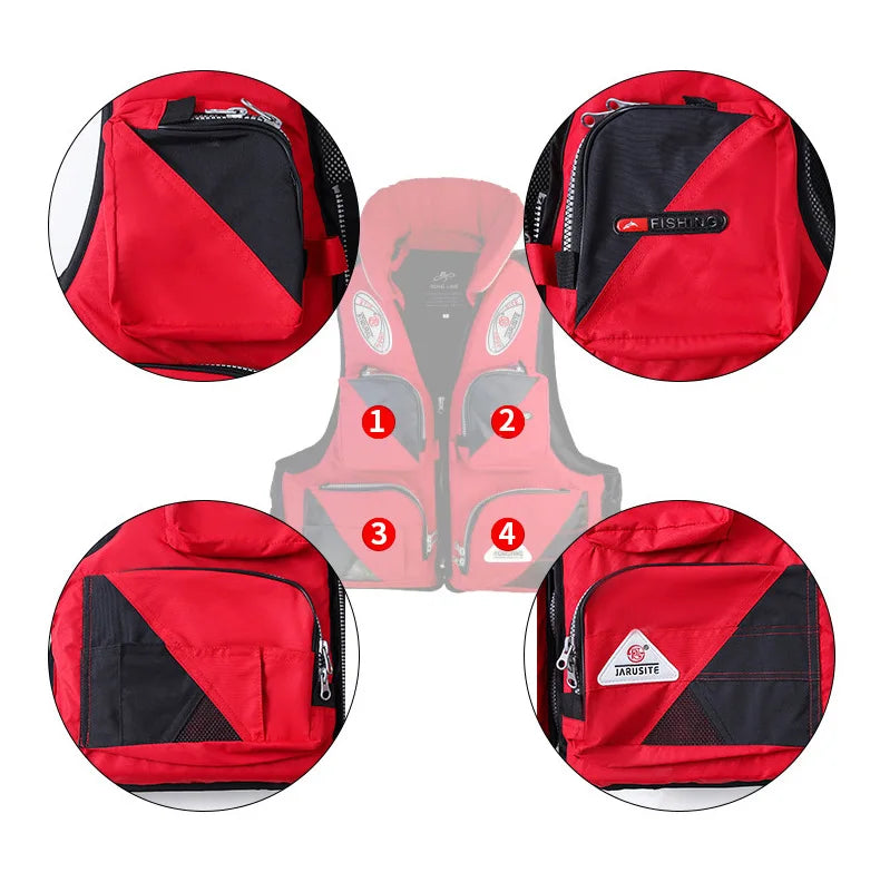 Outdoor Wading Sports Vest Adult Sea Fishing Life Jacket Sea Fishing Wading Multi-pocket Removable Quick-dry Fishing Life Jacket