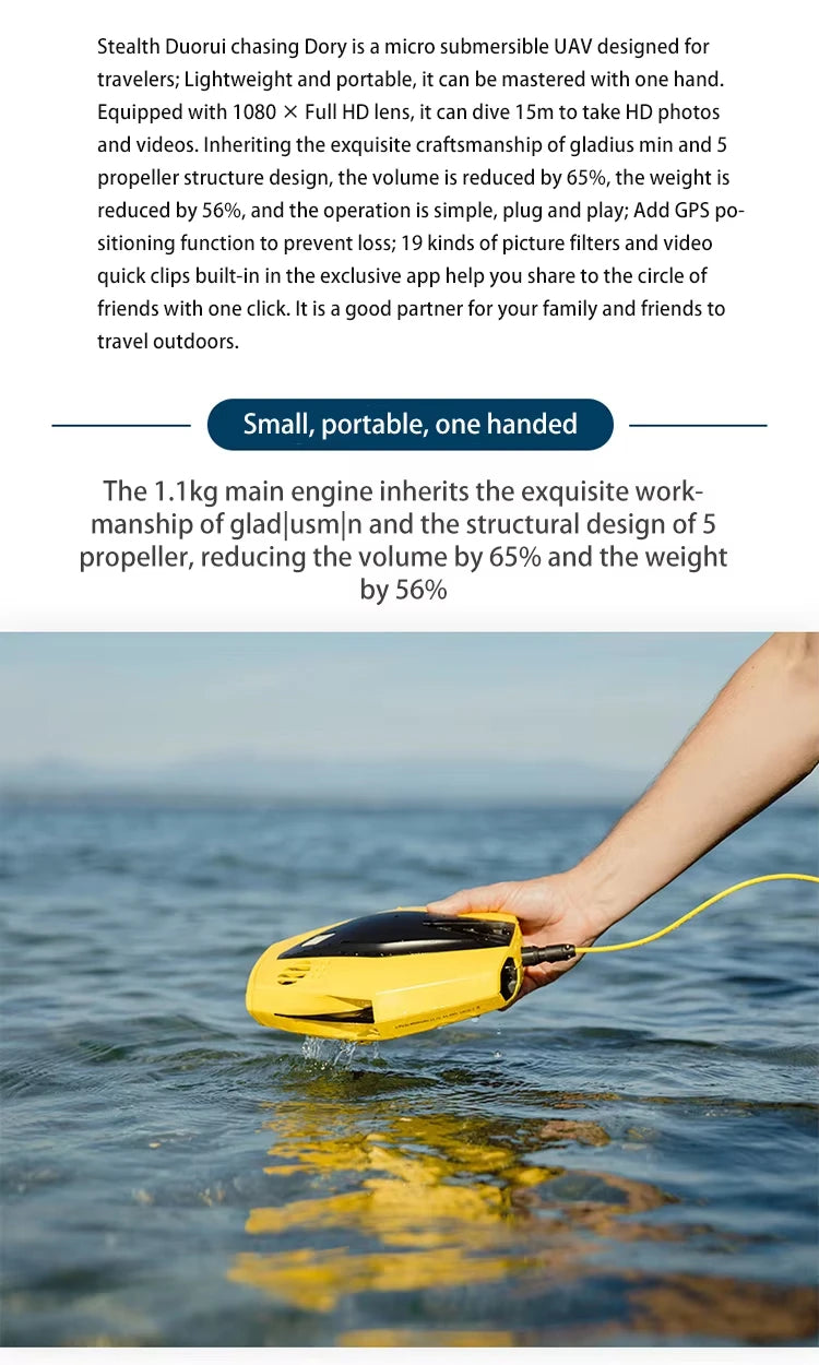 Palm-Sized APP-Controlled Underwater  | Full HD for Exploration & Photo/Video Capture
