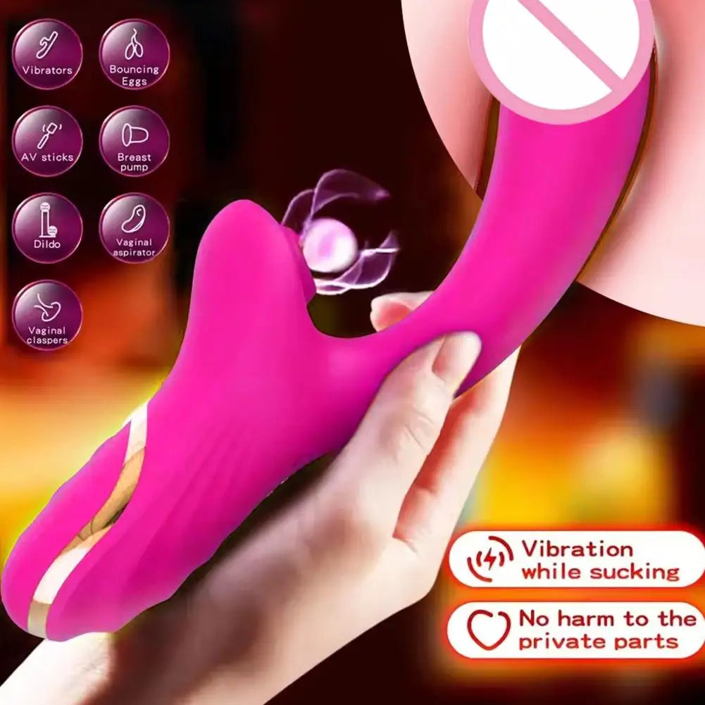 Adult Toys Female Pleasure Roller Vibrator Hollow Beads Suction Paddle Function Silicone Waterproof Body Safe Intimate Toys
