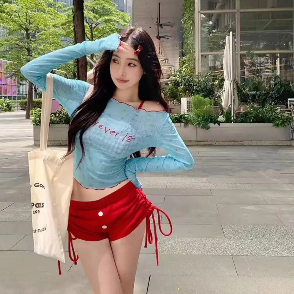 Beach Wear Sweet Swimsuits Two Piece V Hem Backless Floral Bikini Set Women Korean Style Sleeveless Flower Swimming Suit Summer