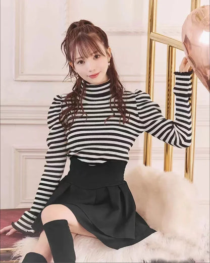 Japanese Lolita Skirts Ruffled Pleated Plaid Skirt Women 2025 Spring New Elastic High Waist Slimming Gentle Mini Skirt Culottes