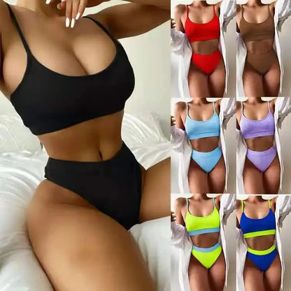 High Waist Bikinis Swimsuits Women Push Up Swimwear Ribbed Strap Bathing Suit Biquini Brazilian Bikini 2023 New Beachwear