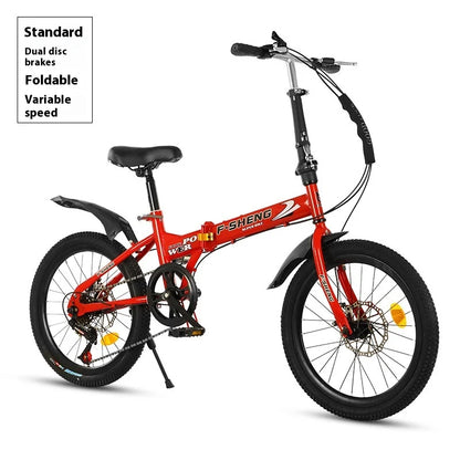 20Inch Folding Bicycle 6-Speed Double Disc Brake Geared Bicycle - Compact Travel-Friendly Bike for Easy Storage And Transport