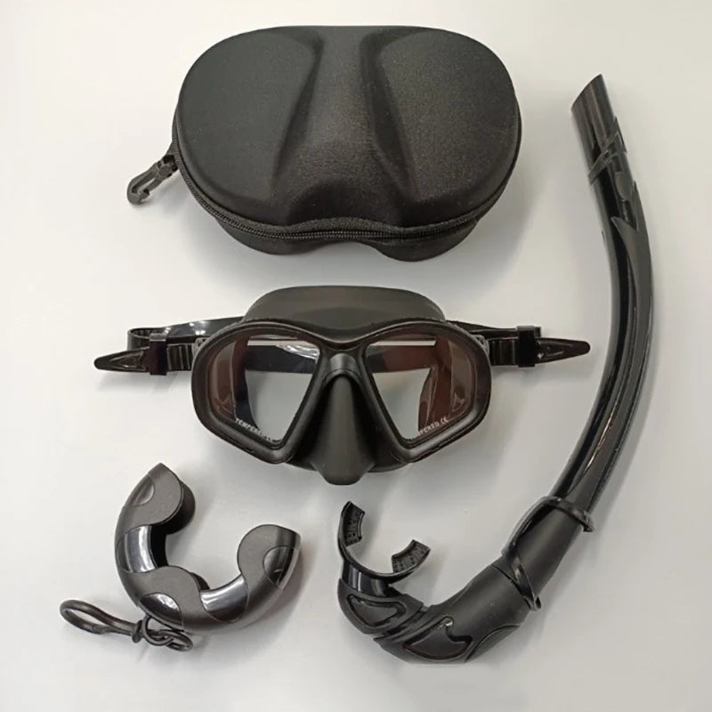 Tempered Glass Freediving Mask Snorkeling Set Foldable Snorkel J-type Diving Mask With Camera Mount〔DD329〕