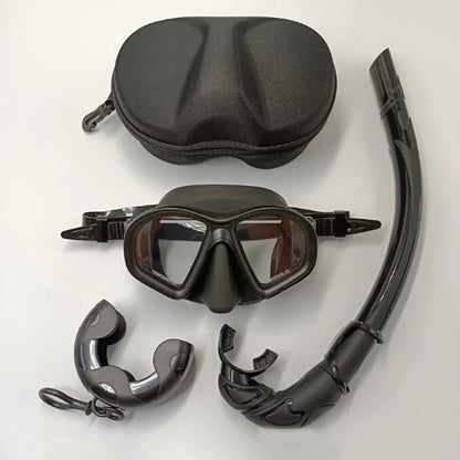 Tempered Glass Freediving Mask Snorkeling Set Foldable Snorkel J-type Diving Mask With Camera Mount〔DD329〕