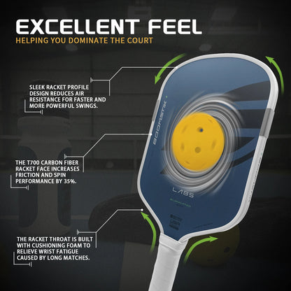 BoomCore Pickleball Paddle 16mm Anti-Skid Surface Design Solid Pattern Honeycomb Core Eco-Friendly Portable Nylon Carry Training