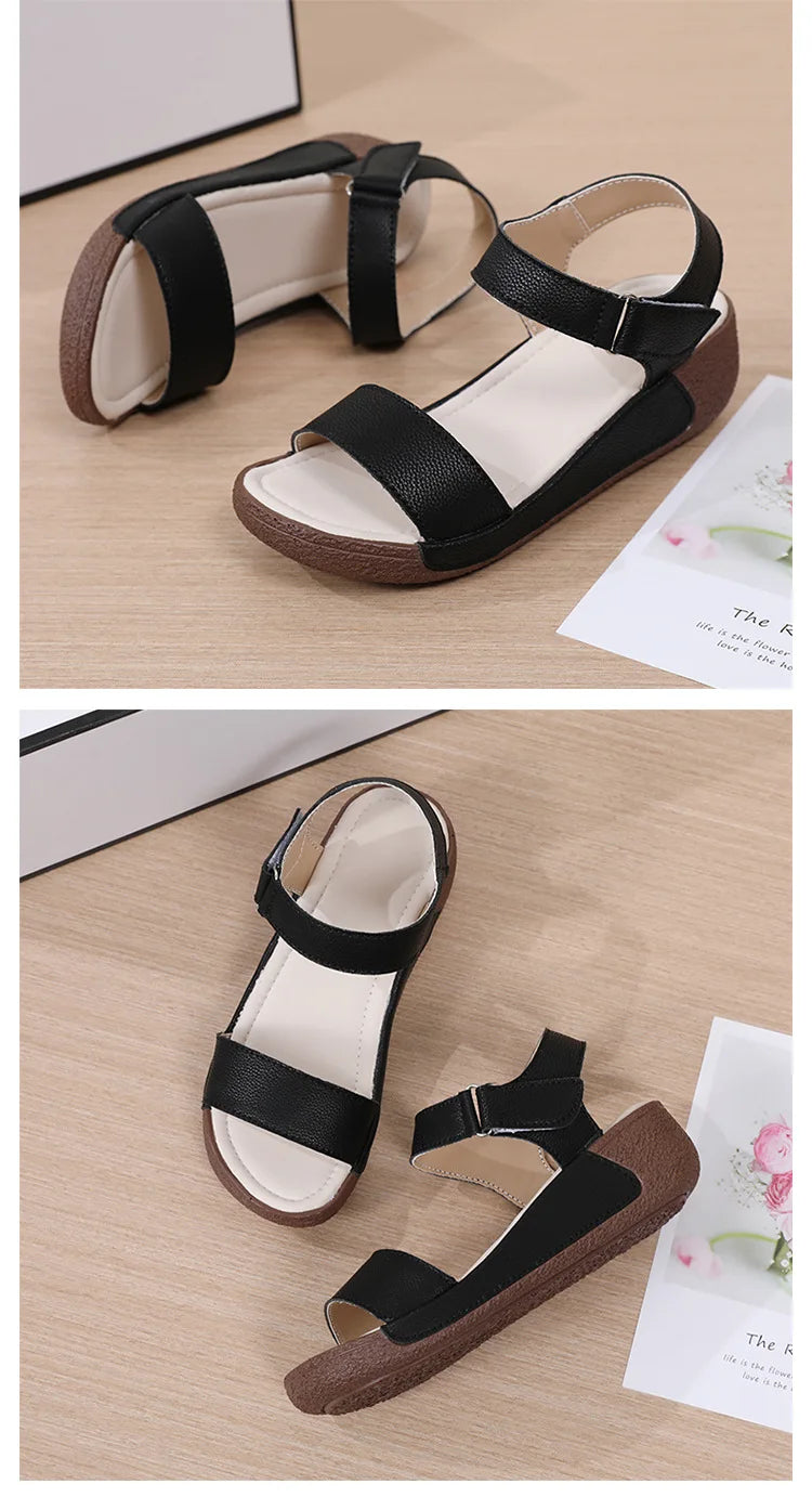 Women Shoes Wedge Heels Sandals 2025 Summer New  Sandals Female Platform Lether Elegant Wedges Sandals Sandalias Mujer