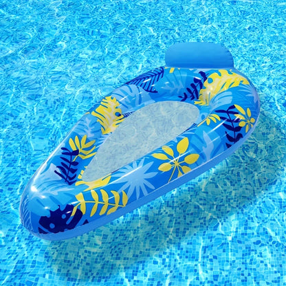 1pc Tropical Leaf Print Inflatable Pool Float PVC Water Lounger Swimming Pool Party Fun Water Floating Seat Pool Accessories