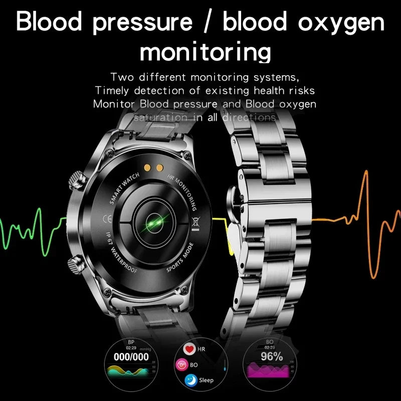 LIGE 2024 Full Circle Touch Screen Steel Band Luxury Bluetooth Call Men Smart Watch Waterproof Sport Activity Fitness Watch+Box