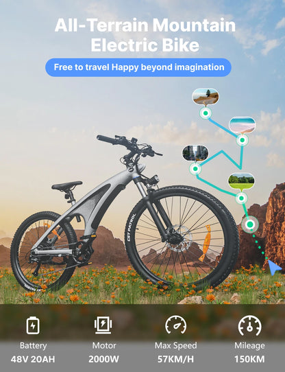HX Q5 Ebike 2000W Adults Electric Bike 85Nm 57KM/H Electric Bicycle 27.5*2.25 Inch Removable battery Electric Mountain Bike
