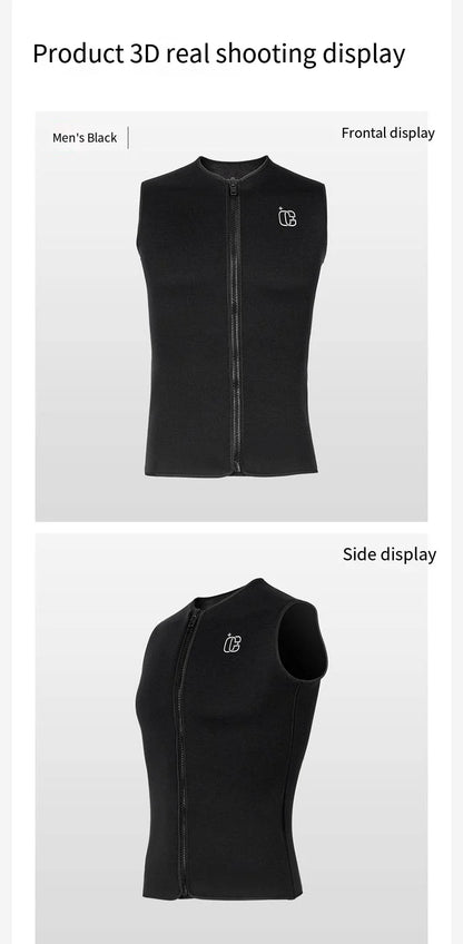 3MM Men Women Sleeveless Wetsuit Top No Hood Neoprene Thermal Vest for Scuba Diving Surfing Kayaking Swimming Water Sports