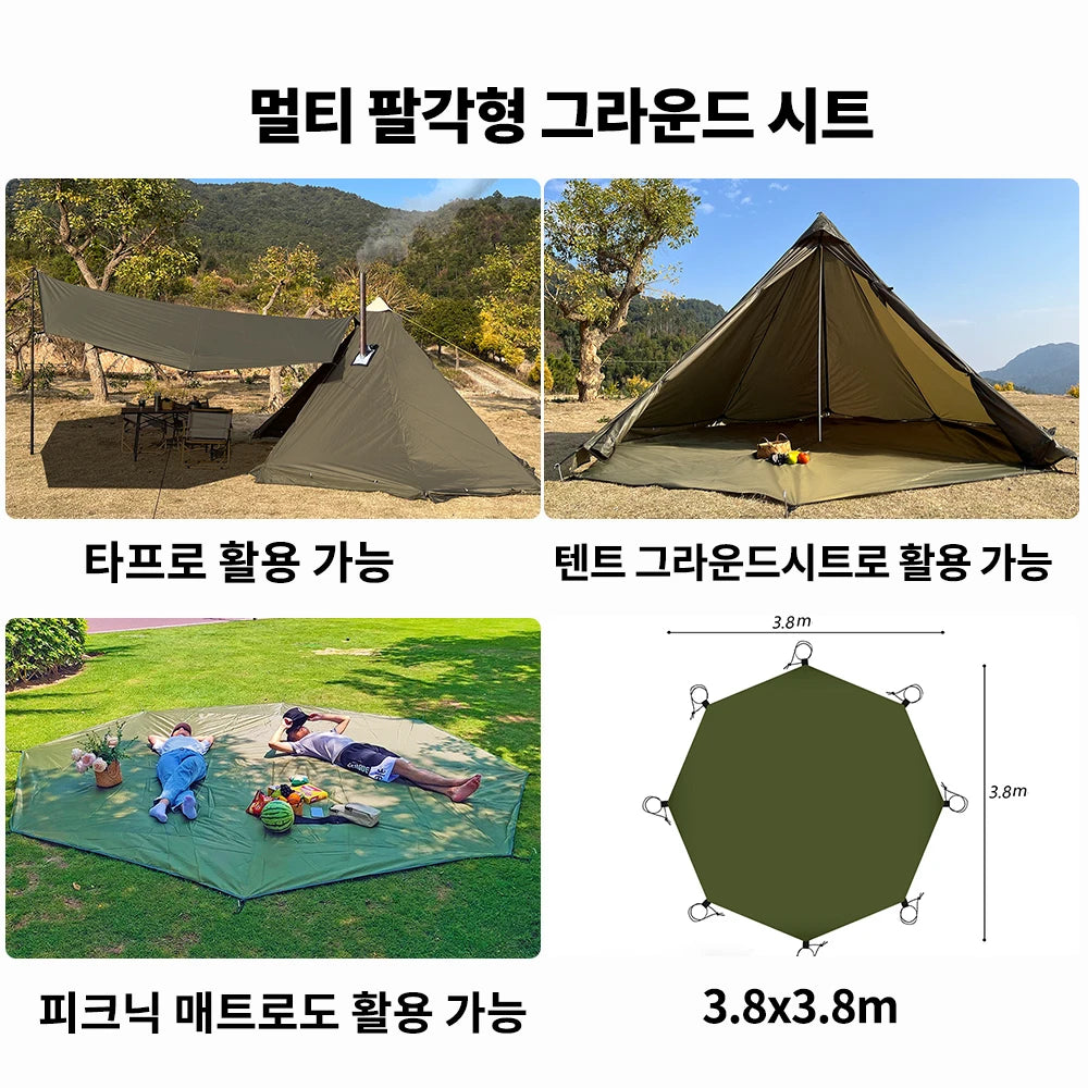 4 Season Hot Tent with Stove Jack Winter Teepee Tent Waterproof Camping Tipi Tent for 2 3 4 Person Outdoor Bushcraft Hiking