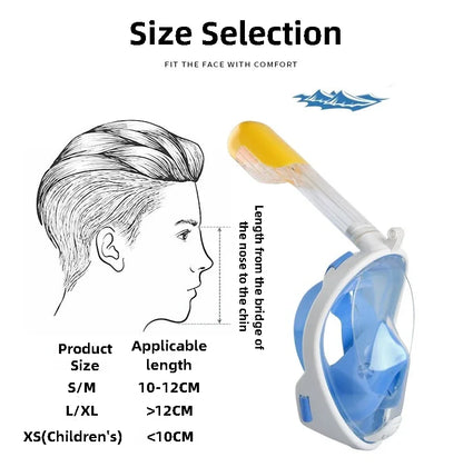 Full Face Diving Mask Underwater Snorkeling Anti Fog Swimming Mask Set Scuba Diving Respirator Masks Safe Breath for Kids Adults