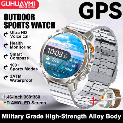 2026 New Outdoor Sport GPS Position Smart Watch Men 3ATM Waterproof Compass Altimeter 540mAh BT Call Fitness Watch