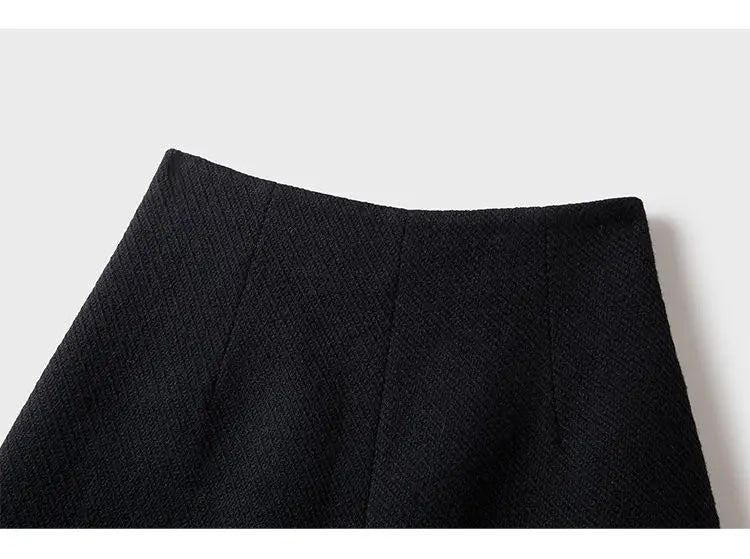 Tweed Wide Leg Shorts Skirts Women Chic Empire All-match Button Minority Elegant A-line Autumn Winter Thick Popular Daily Female