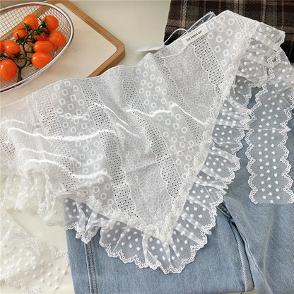 INS Y2K Stylish Lace Embroidery Layered Triangular Types Jeans Pant Matching Half Skirts Fart Curtains All-Match Stacked Skirt