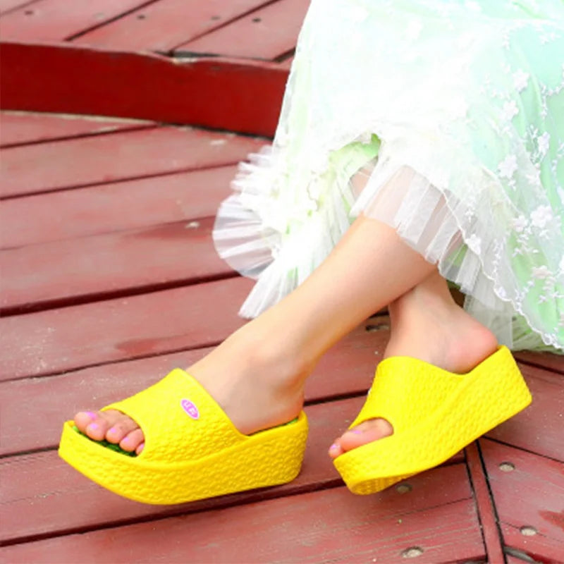 Summer Woman Slippers Thick Bottom Platform Open Toe Females Shoes Solid Non Slip Ladies Sandals Wear-resistant Slides 2022 New