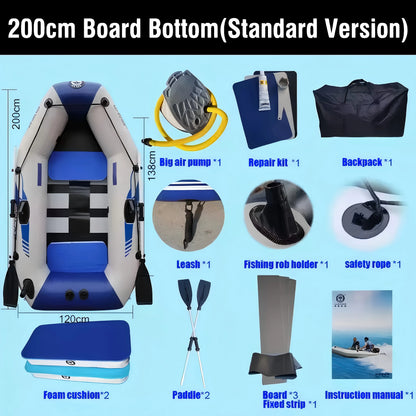 PVC Inflatable Fishing Boat Solarmarine 2M Single Person Racing Boats and Surfing Kayak Portable for Adult Outdoor Watersport