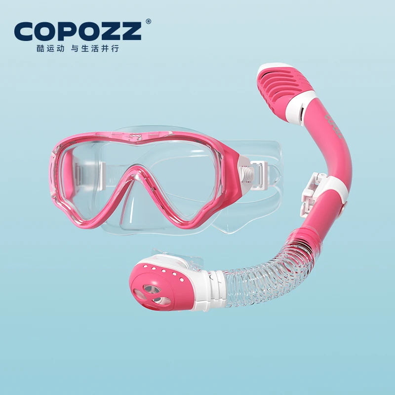 COPOZZ Underwater Scuba Diving Mask and Snorkel Anti-Fog Goggles Glasses Diving Swimming Easy Breath Tube Set for Kids Children