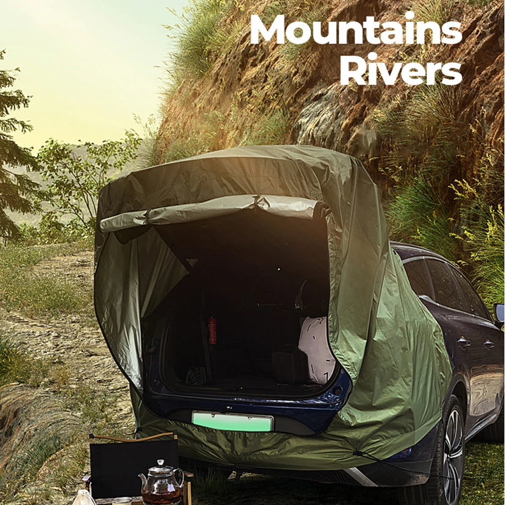 Camping Car Rear Tent Outdoor Car Trunk Tent w Canopy Car Trunk Extension Tent Sunshine-Proof Camping Equipment Travel Supples
